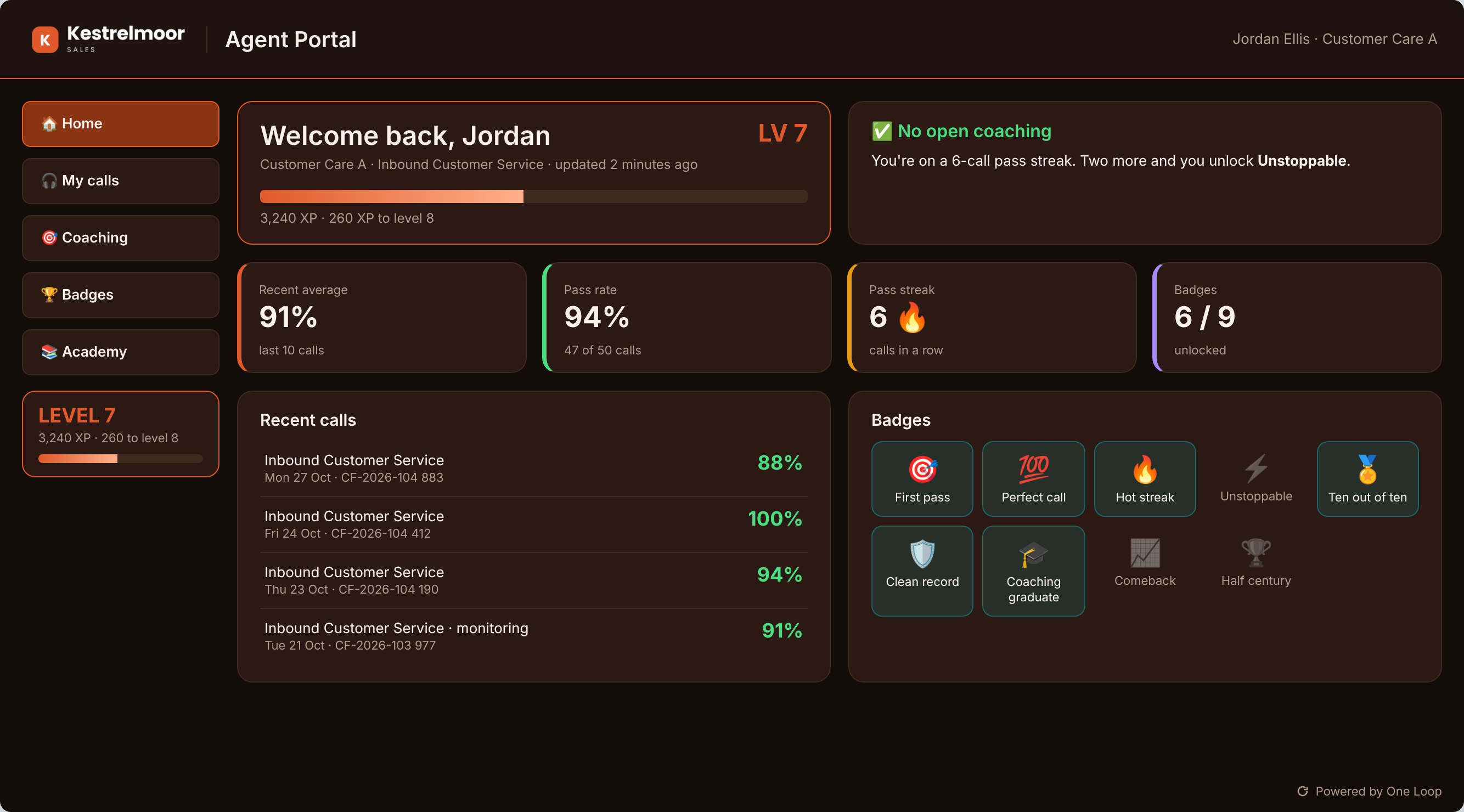 Agent Portal branded for the fictional Kestrelmoor Sales