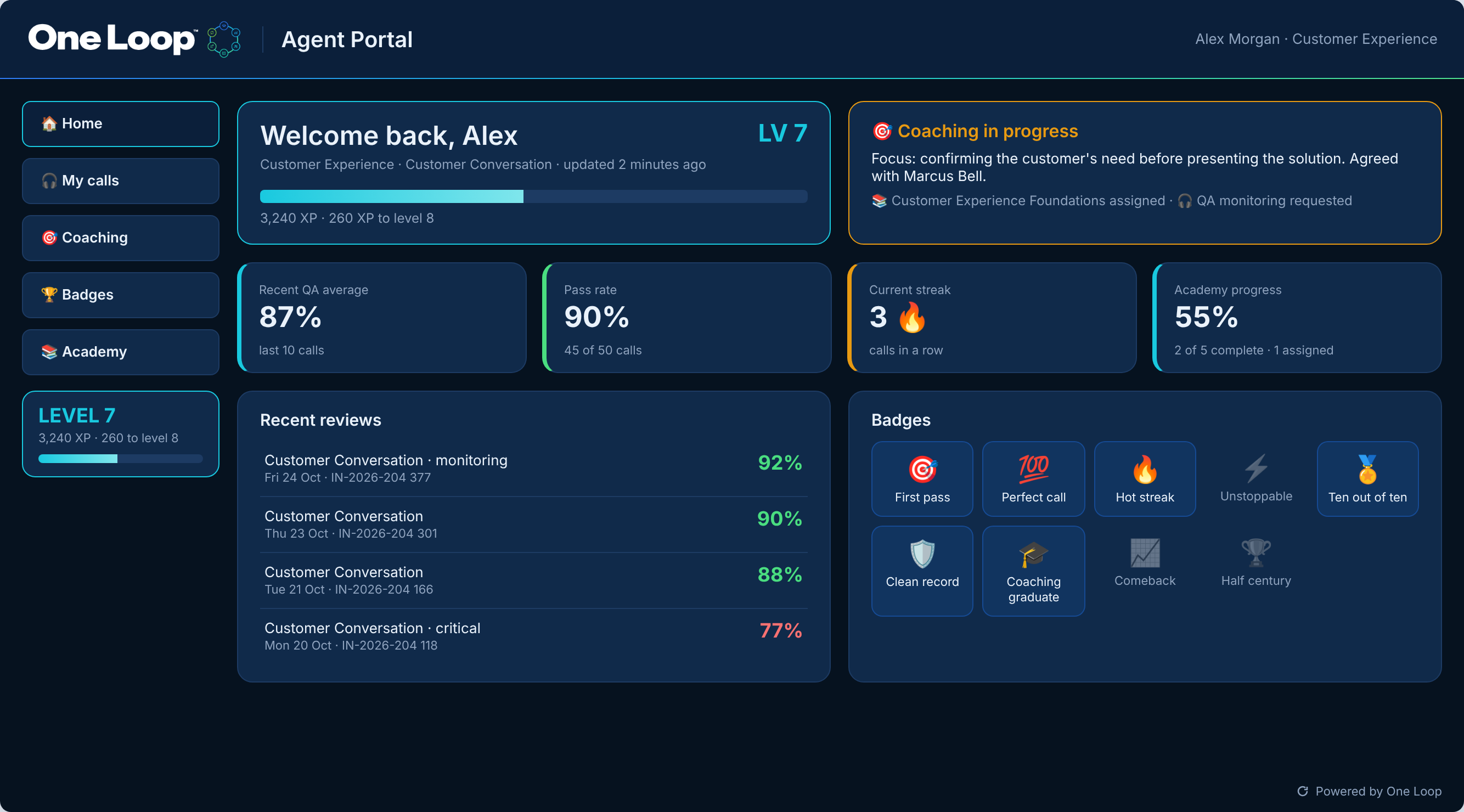 Agent Portal screen